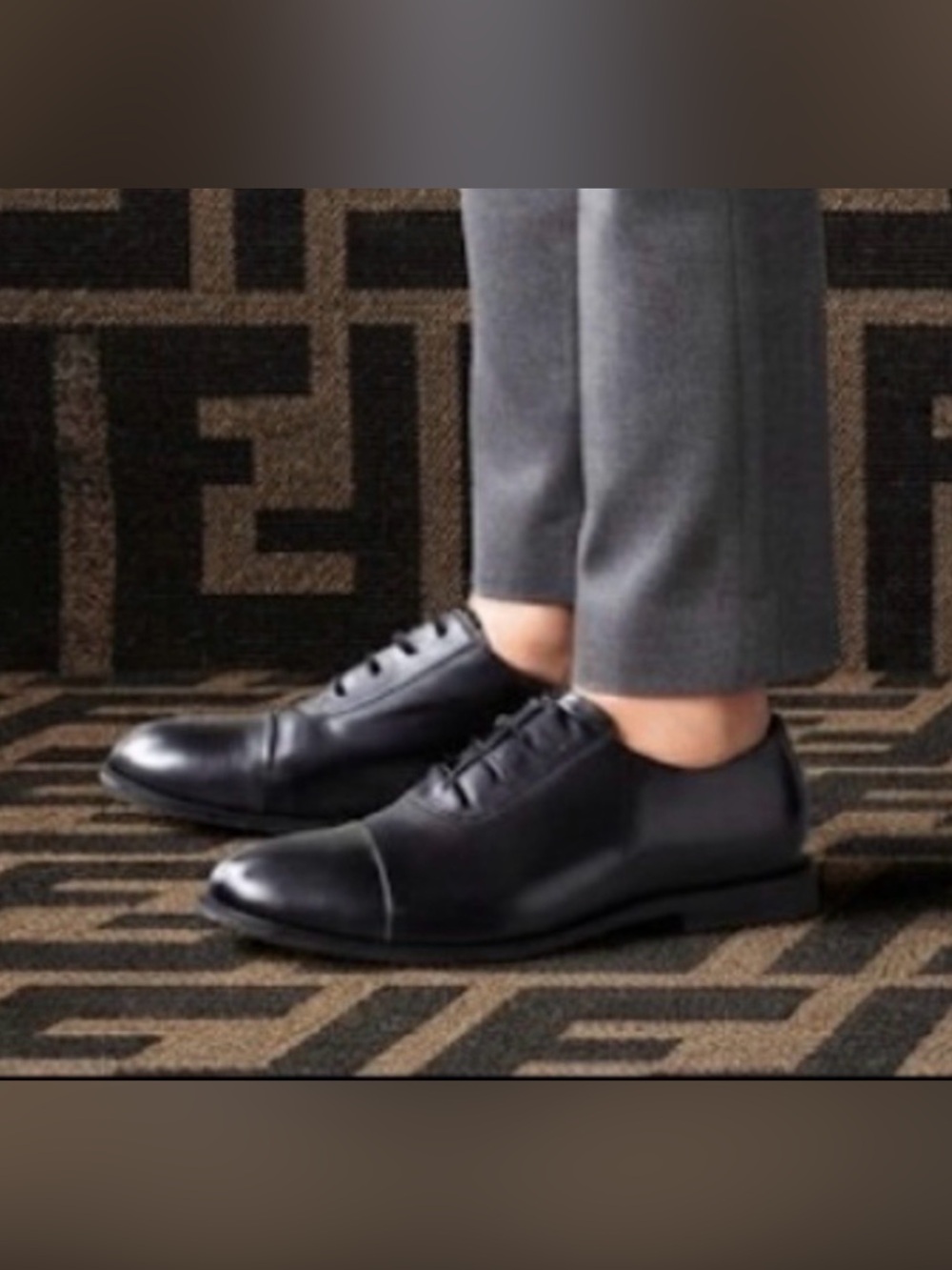 Authentic Fendi luxury designer dark navy blue Oxford derby dress shoes sz 13